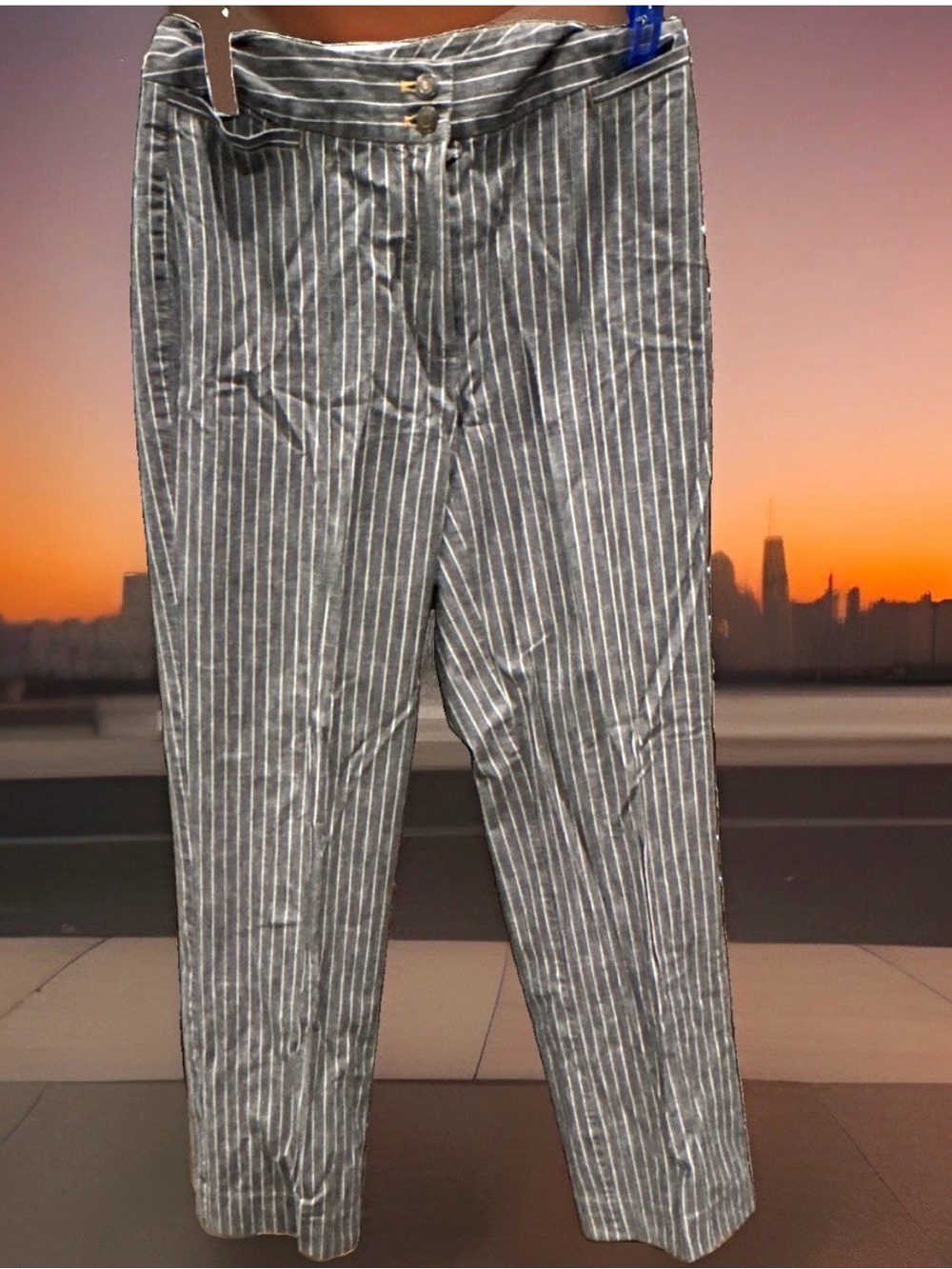 Spiegel Women's Gray Pinstripe Straight Leg Pants
